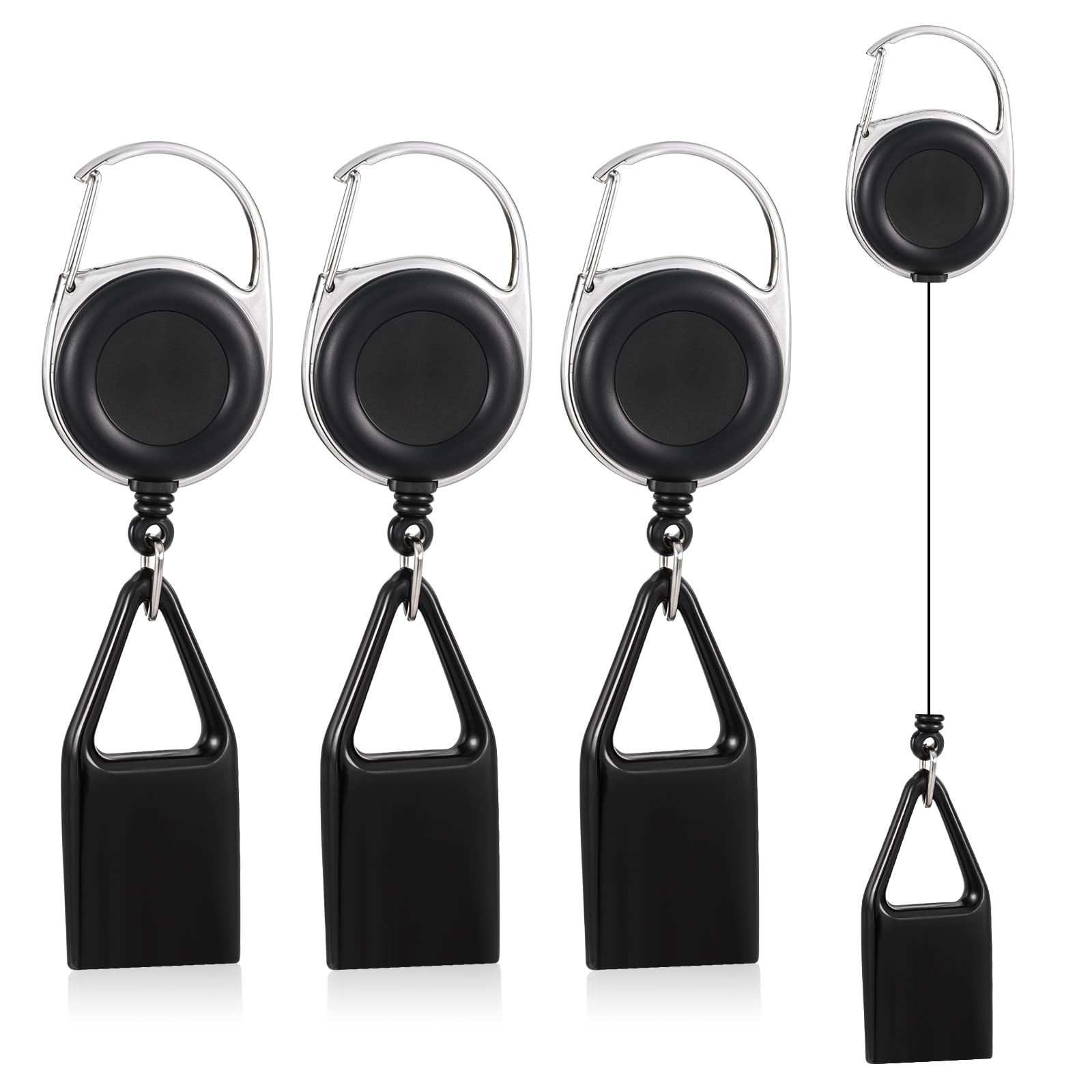 4 PCS Lighter Leash, Retractable Pants Lighter Clip, Anti Lost Lighters Cover Convenience Belt Leash Keychain for Fishing Hiking Camping House Supplies (Black)