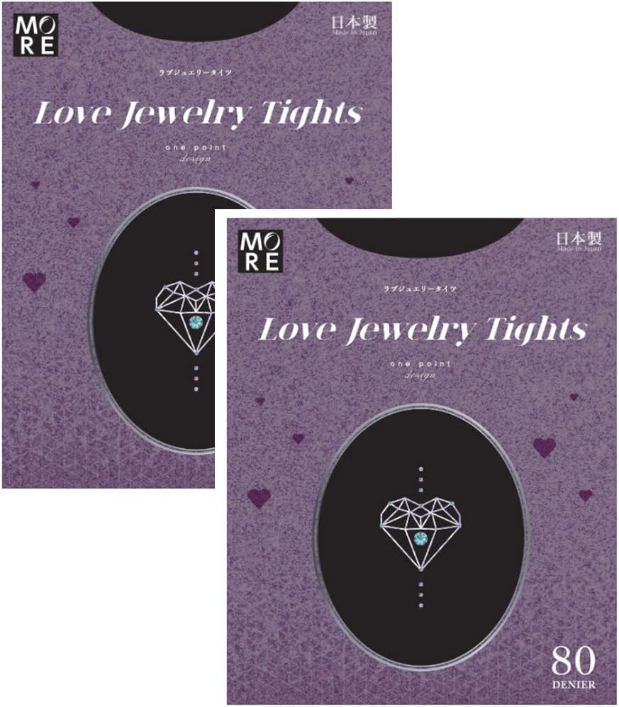 (モア) MORE レディース ハート ラブ ジュエリー 柄 タイツ オーアイ 日本製 2足セット