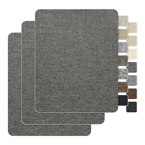 BESEZX Linen Fabric Repair Patch3 PCS 9 * 11 Inch Self-Adhesive Couch Fabric Patch for Furniture Sofa Chair Upholstery. (Fine Dark Grey)
