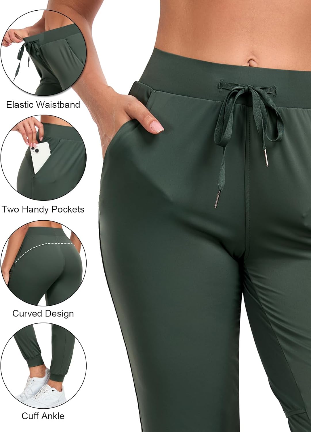 Women's Joggers Pants with Pockets Drawstring High Waisted Tapered Sweatpants for Women Lounge Workout Yoga Running - Image 3