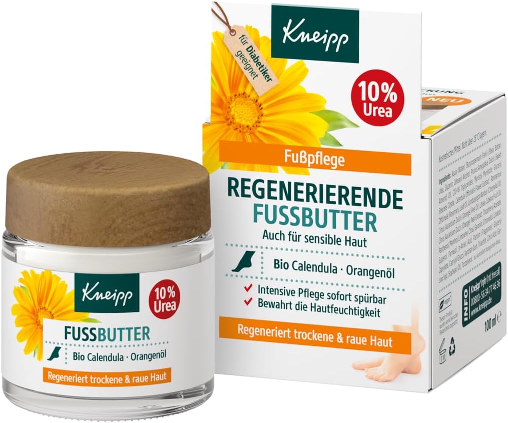 Kneipp Regenererende voetboter, ook voor de gevoelige huid, biologische calendula en sinaasappelolie, intensieve verzorging direct merkbaar, 100 ml
