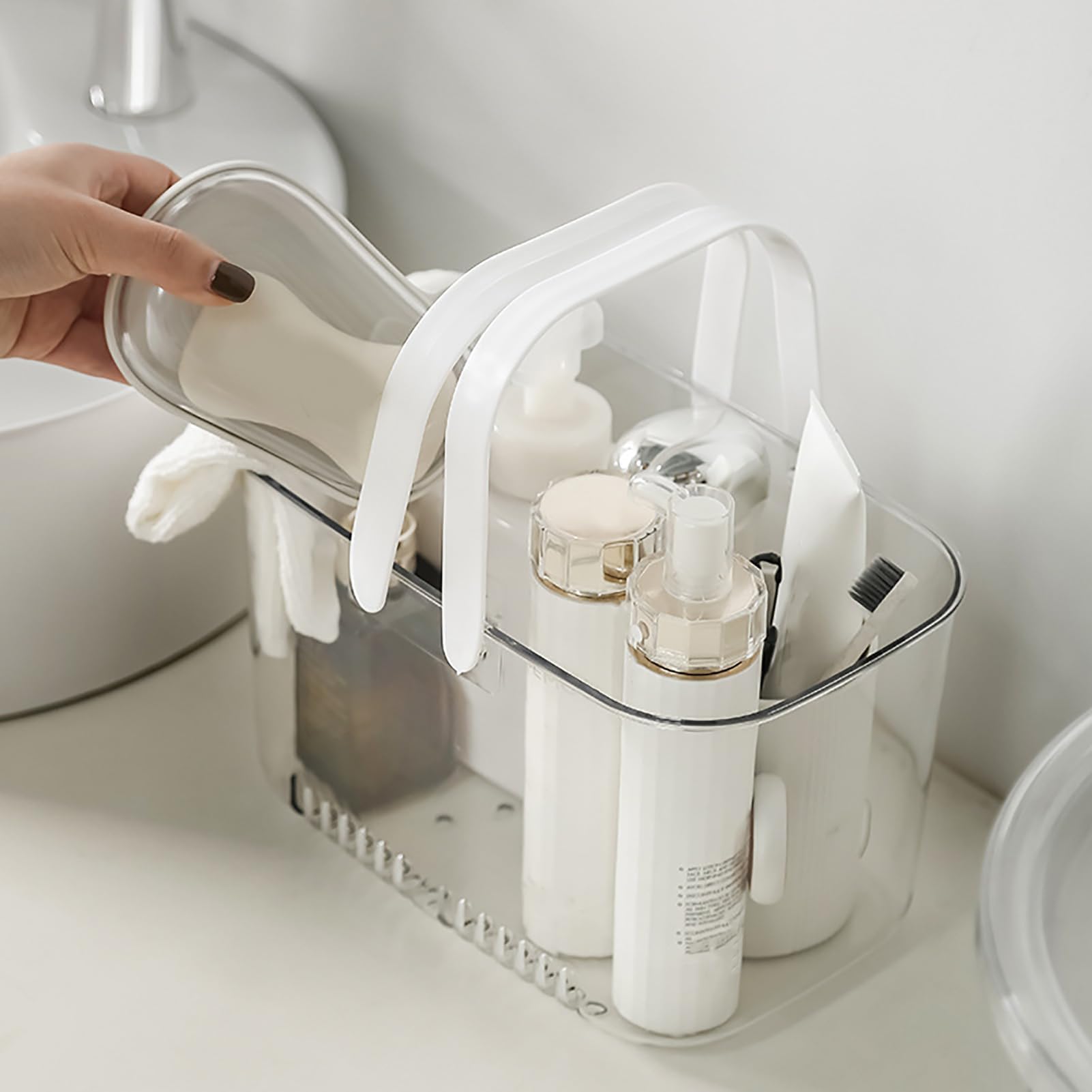Cestino Portaoggetti in Plastica Per Doccia, Cesto Caddy Doccia, Drenaggio Cavo Contenitore Per Articoli Toeletta, Portatile Cestino Portaoggetti Per La Lavaggio Lavatura Doccia Il Bagno