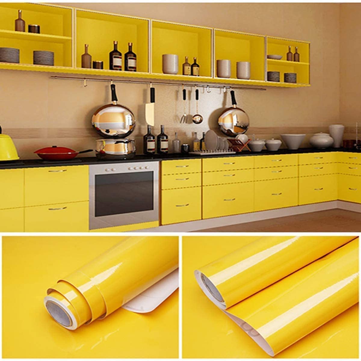 HOME13™ Yellow Glossy Wallpaper Yellow Contact Paper Self Adhesive Peel & Stick Waterproof Wallpaper Removable Vinyl Wallpaper for Cabinet Countertops Furniture (12x60 Inch) (B09VBWTWN2) Amazon Price History, Amazon Price Tracker