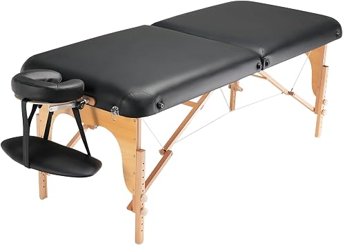 Happybuy Professional Wide Massage Table 30" W, Heavy Duty Folding Massage Table, 8-Level Height Adjustable Facial Salon Tattoo Bed, Portable Spa Table with Headrest, Hand Pallet & Carrying Bag