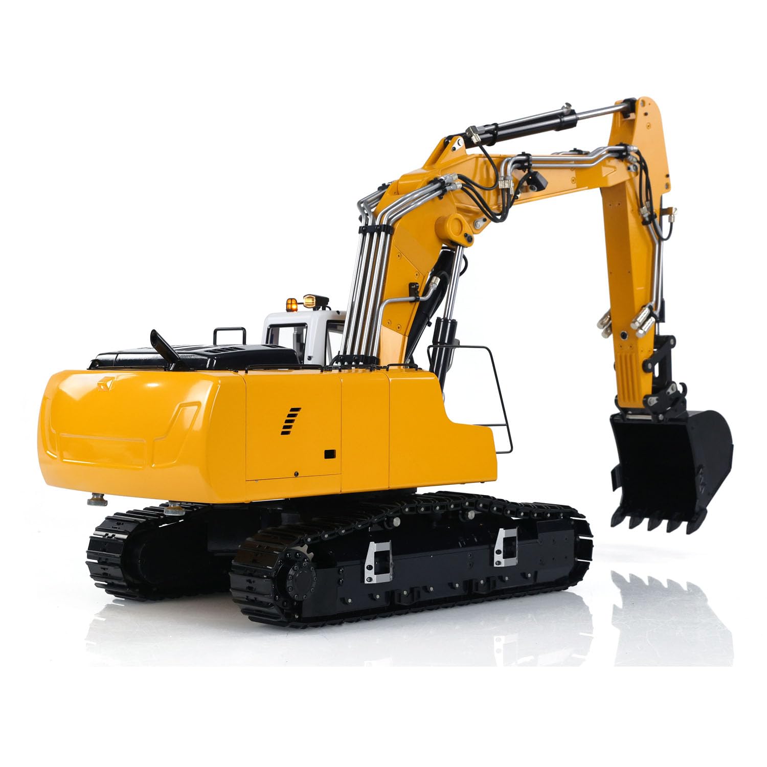 Excavadora hidráulica RC modelo 1/14 946-3 10CH 3 brazos de metal con orugas AT9S control remoto RC máquina pesada hidráulica (amarillo)