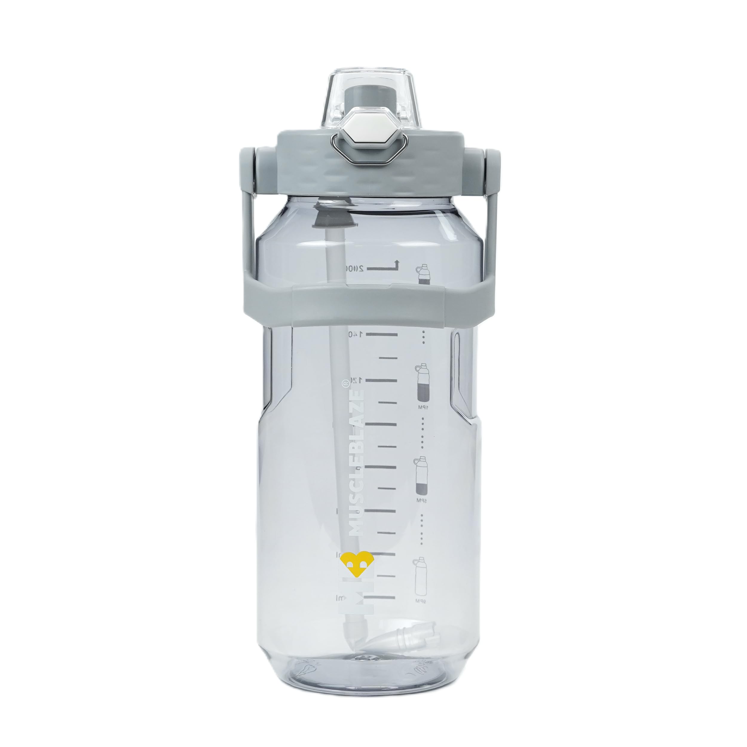 MuscleBlaze Gym Gallon Water Bottle (Grey, 2L) | Leakproof & BPA-Free-image-0