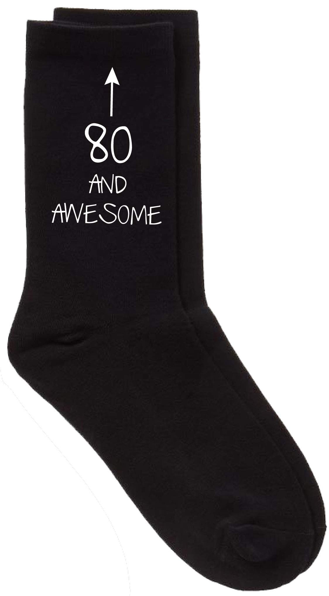 60 Second Makeover Limited 80 and Awesome Black Calf Socks Birthday Socks 80th Birthday, One Size, Black