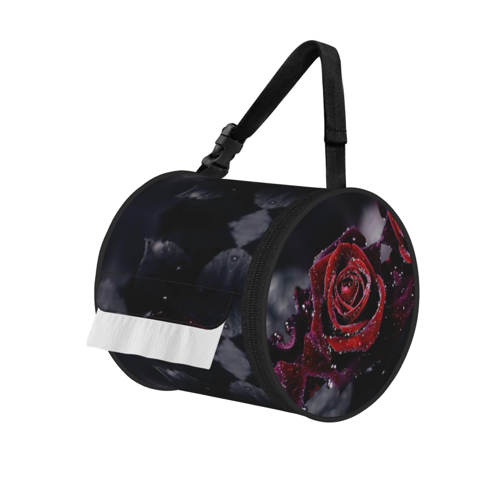 Dew rose Printed Toilet Paper Holder Bag, Adjustable Strap Roll Paper Organizer for Car Kitchen Outdoor