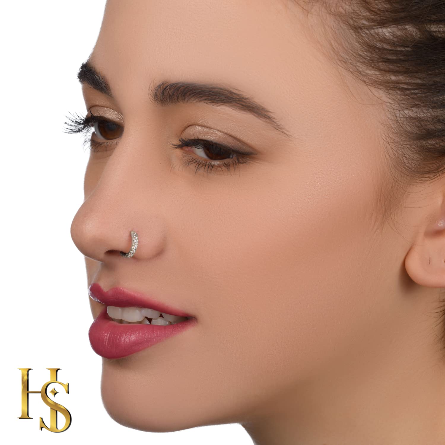 92.5 Sterling Studded Nose Ring for Nose Piercing