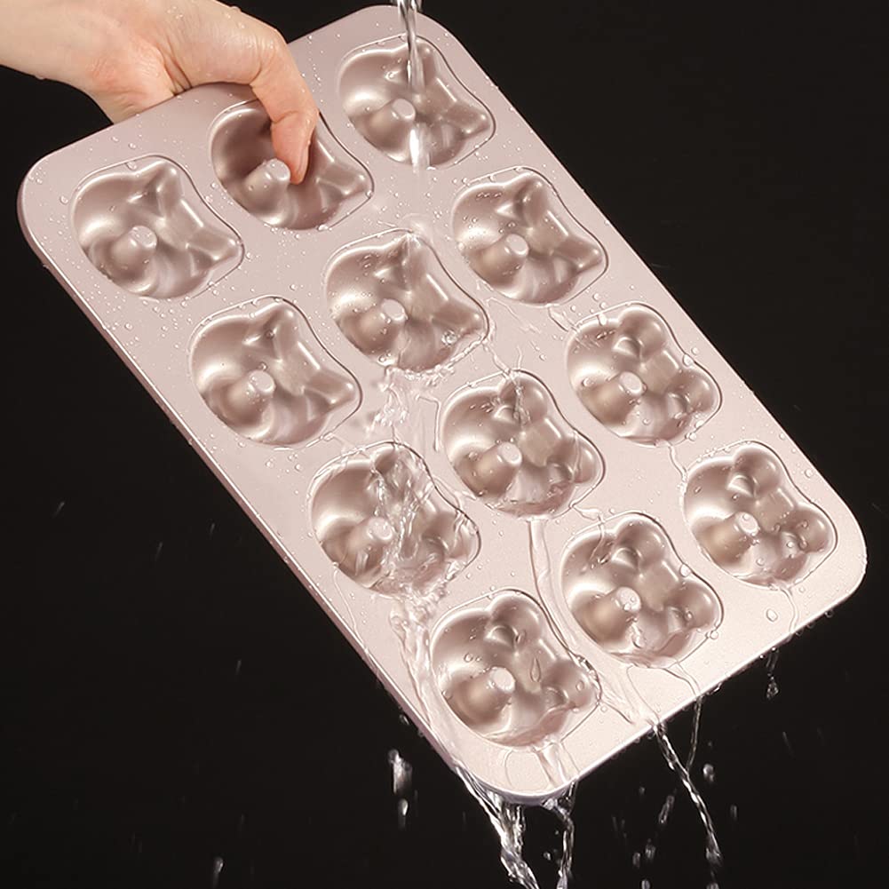 Molde para Hornear Pasteles con Forma De Panda De Gato De Dibujos Animados De 12 Tazas, Bandeja Antiadherente para Hornear Pasteles Estriados, Molde para Galletas, Galletas, Magdalenas Y Magdalenas