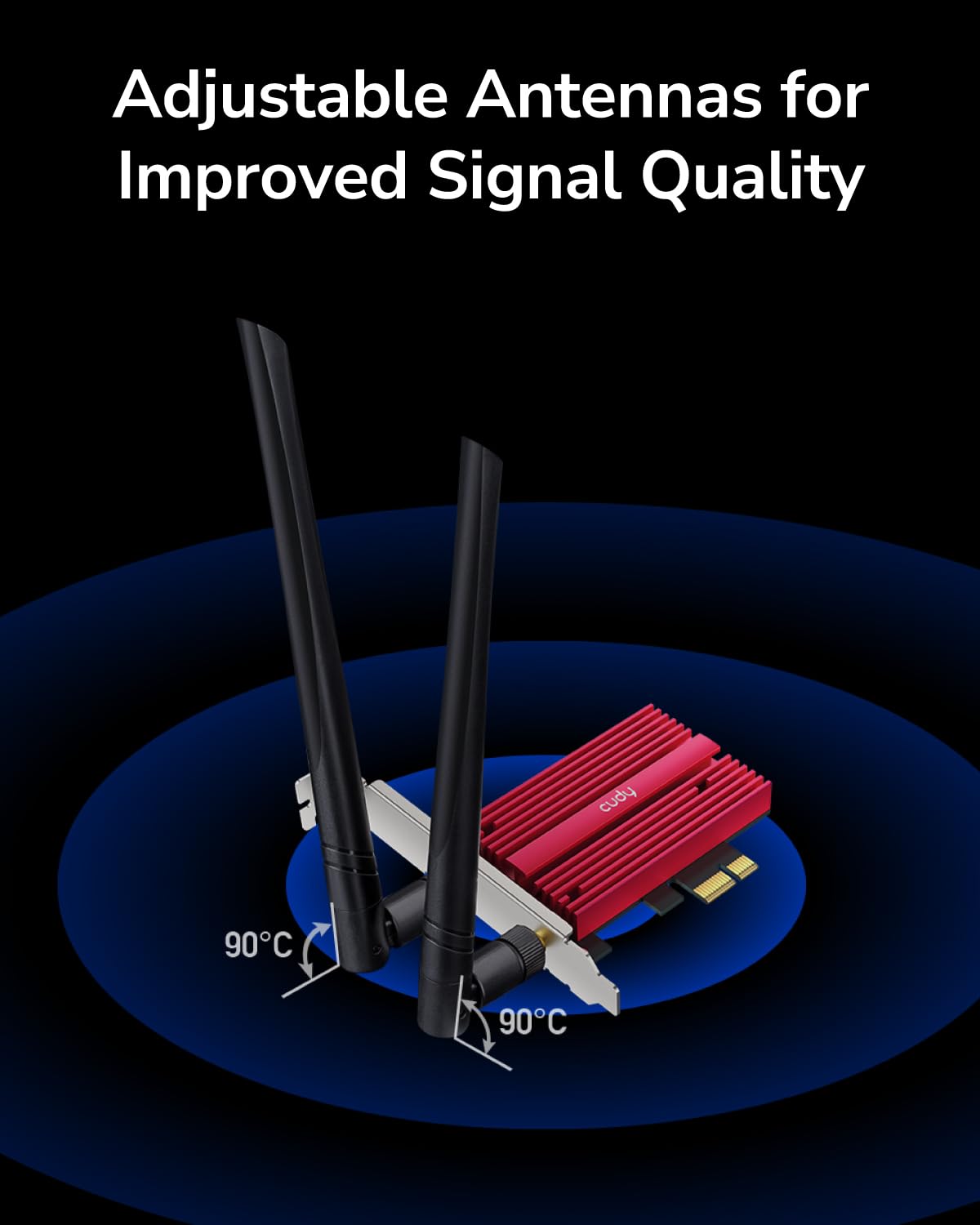 Cudy Scheda WiFi 7 BE9300 WE9300 PCIe WiFi per PC, Adattatore Wireless Tri-Band 6GHz, Bluetooth 5.4, WPA3, Facile Installazione