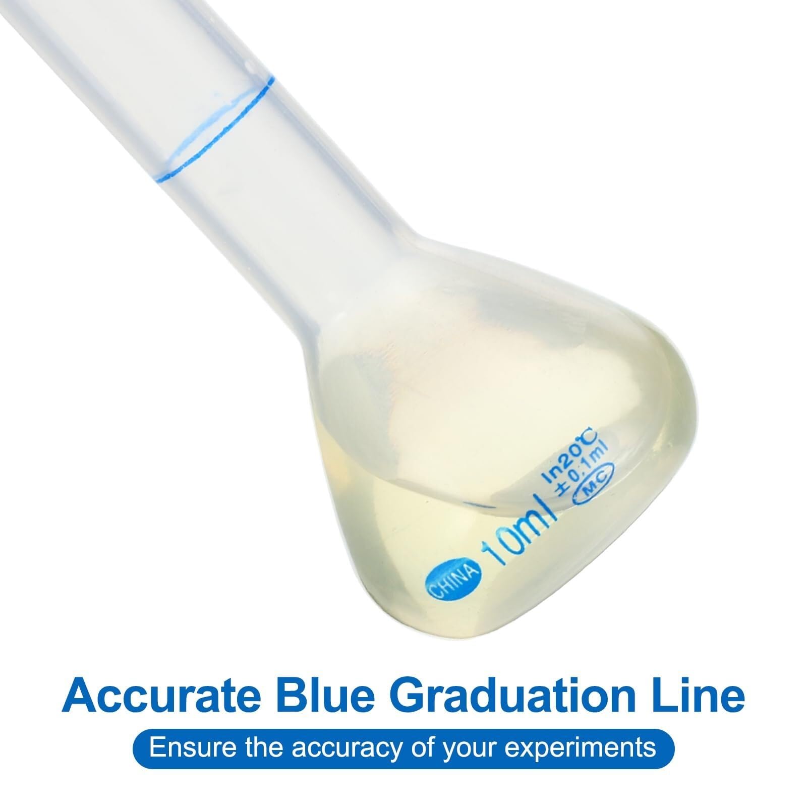 Matraz Aforado Polipropileno 250ml - Matraz de Medida Laboratorio Irrompible con Tapón y Graduación Azul(1,10ml)