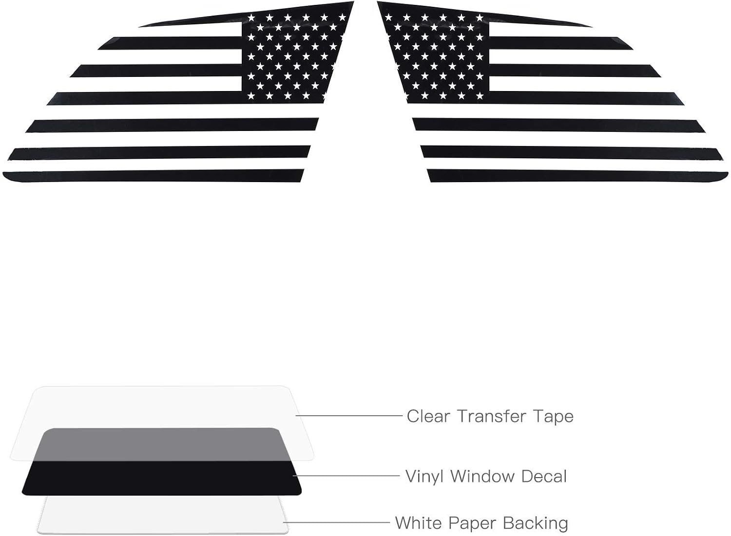 JeCar American Flag Window Decals Vinyl Rear Window Stickers Exterior Accessories for Jeep Grand Cherokee WK2 2011+, 1 Pair
