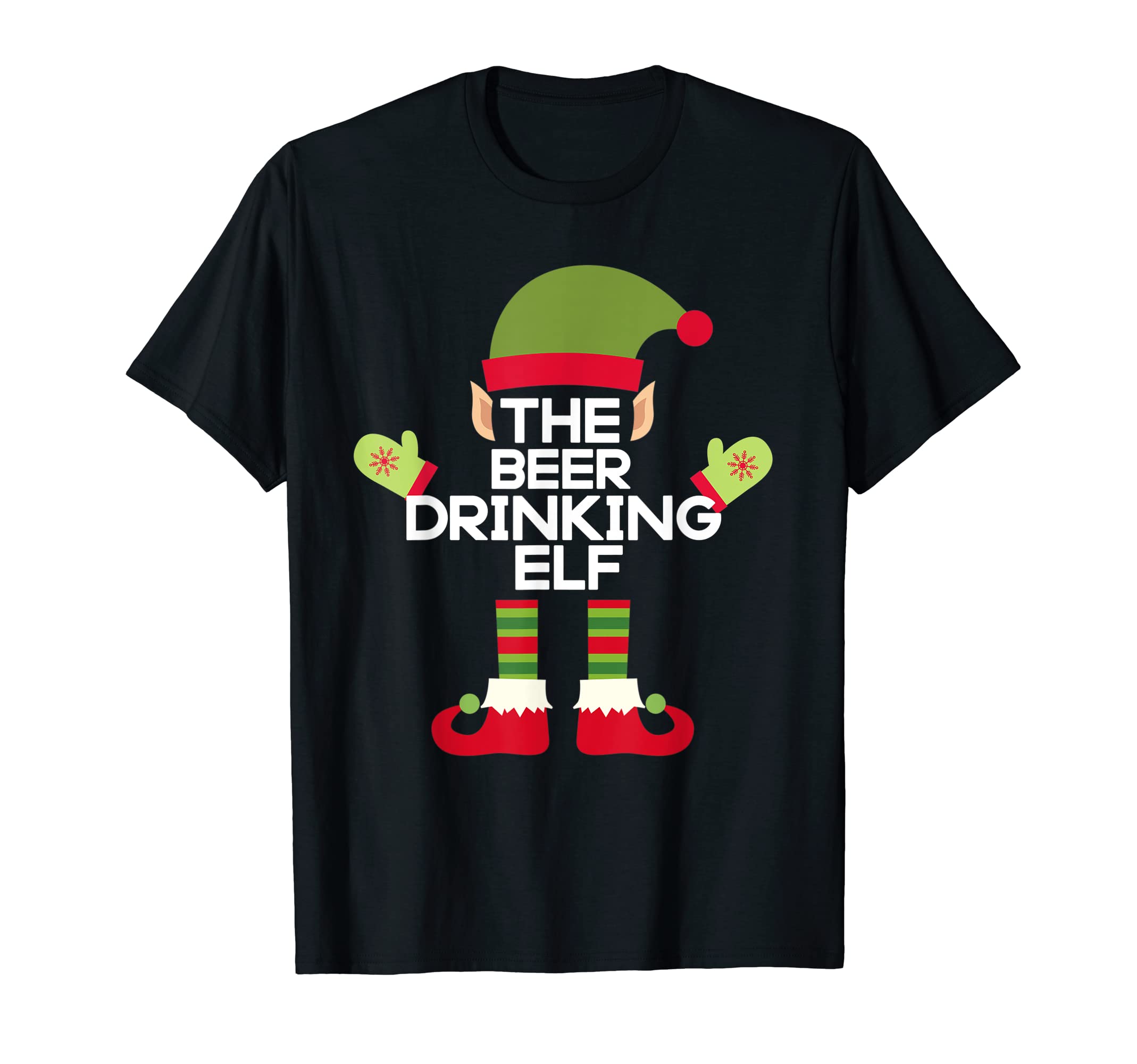 The Beer Drinking Elf Craft Brewery Funny Christmas Beer T-Shirt