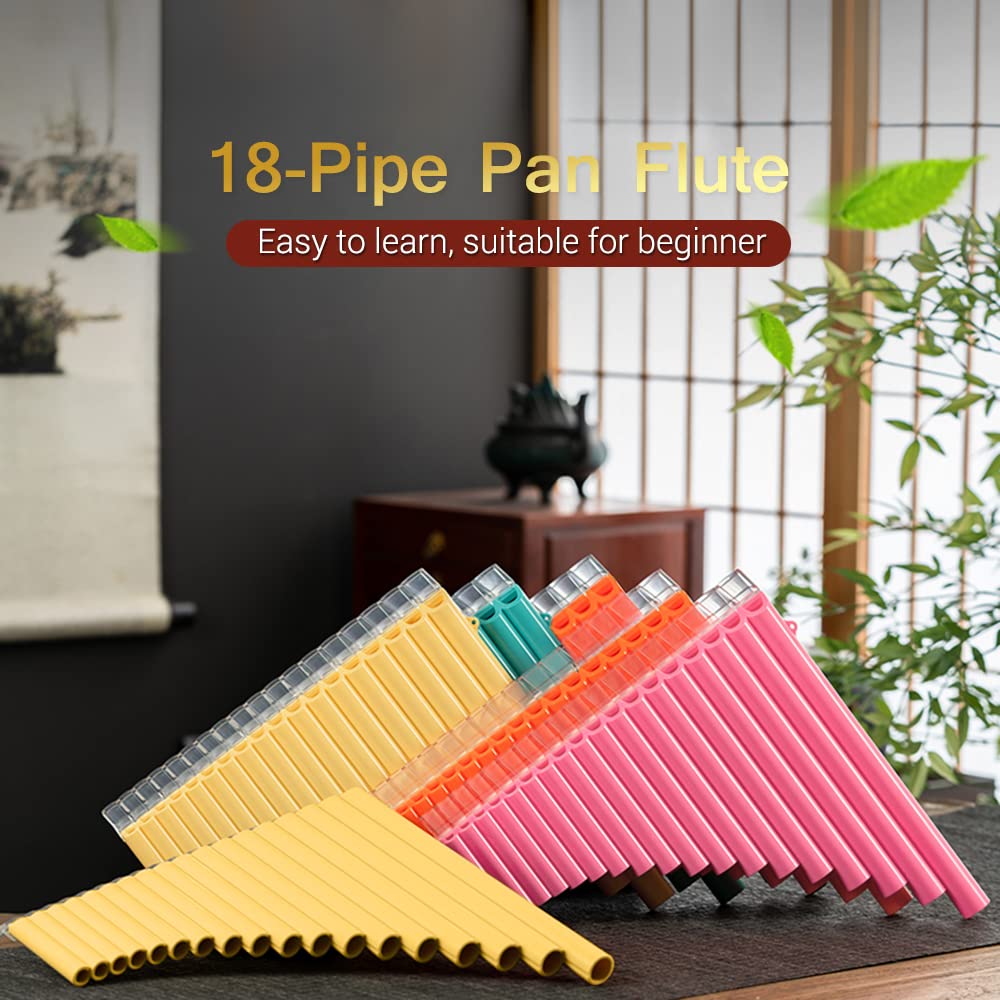 Flauta de sartén, flauta de 18 tubos, G-G3, tubos de plástico ABS, instrumentos de viento de madera tradicionales chinos con bolsa de transporte