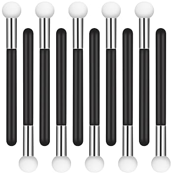 10Pcs Mushroom Makeup Puff Sponge Brush with Handle Foundation Sponge Powder Brush Concealer Sponge Eye Makeup Applicator for Women Girls Black