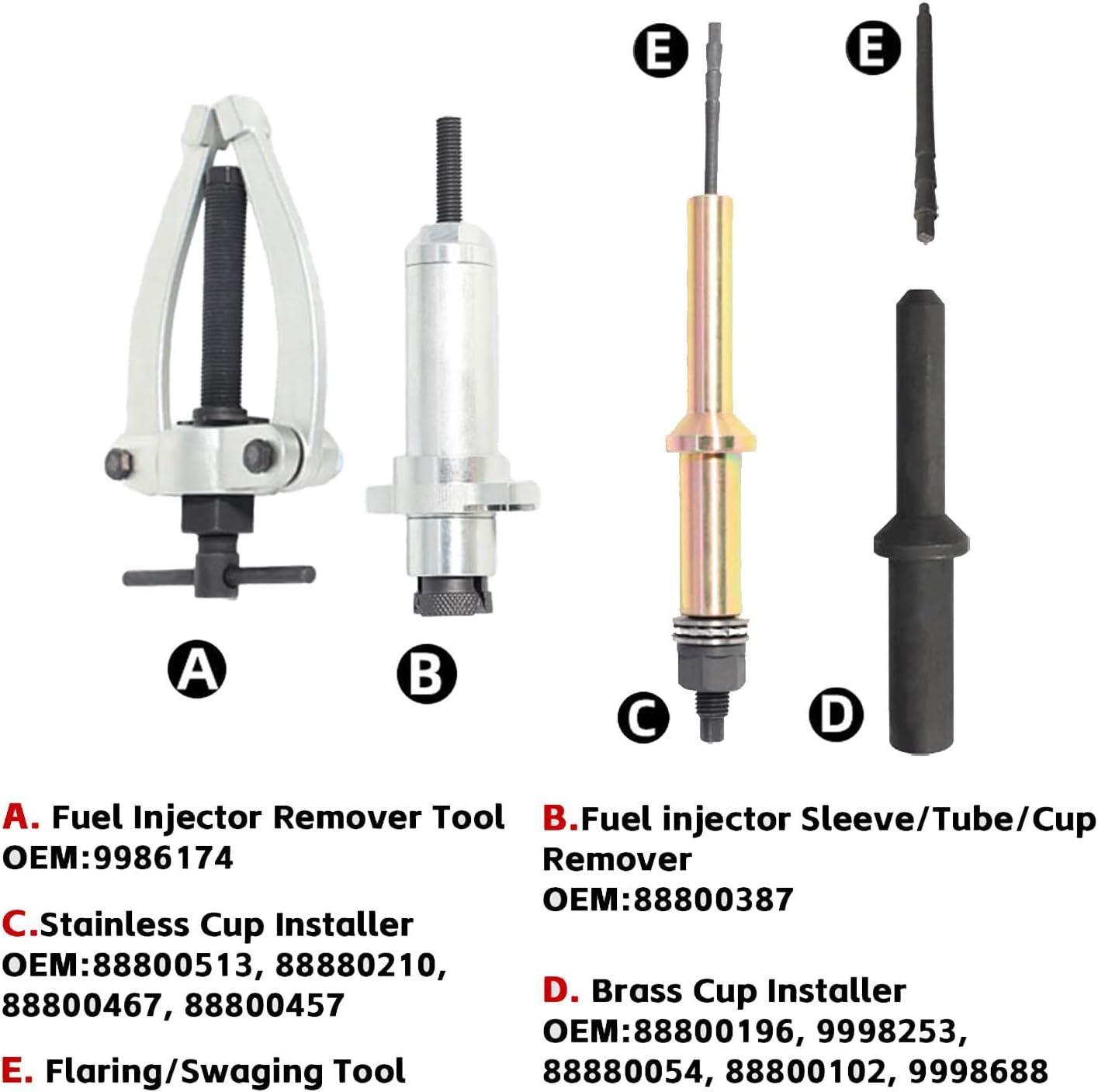 Injector Socket Cup Nozzle Tube Remover & Installer Tool Kit for Volvo D11 D13 D16 FM12 Mack MP7 MP8 MP10 Engine 9986174 88800387 88800513 88880210 88800467 88800457 9998253 88880054 88800102 9998688