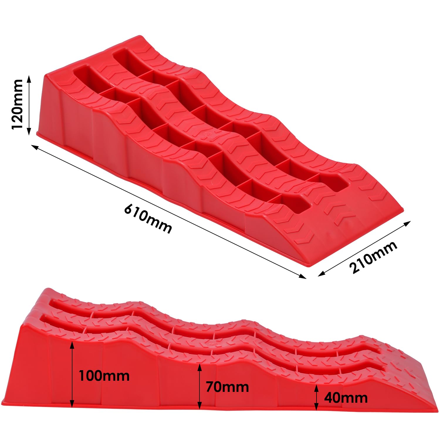 KATSU Lot de 2 rampes de nivellement pour Caravane, capacité de 4 tonnes, Robustes, en Plastique, 3 étapes, pour Camping-Car, Camping-Car, véhicules, rampes de Bordure, Blocs de Roues, niveleurs