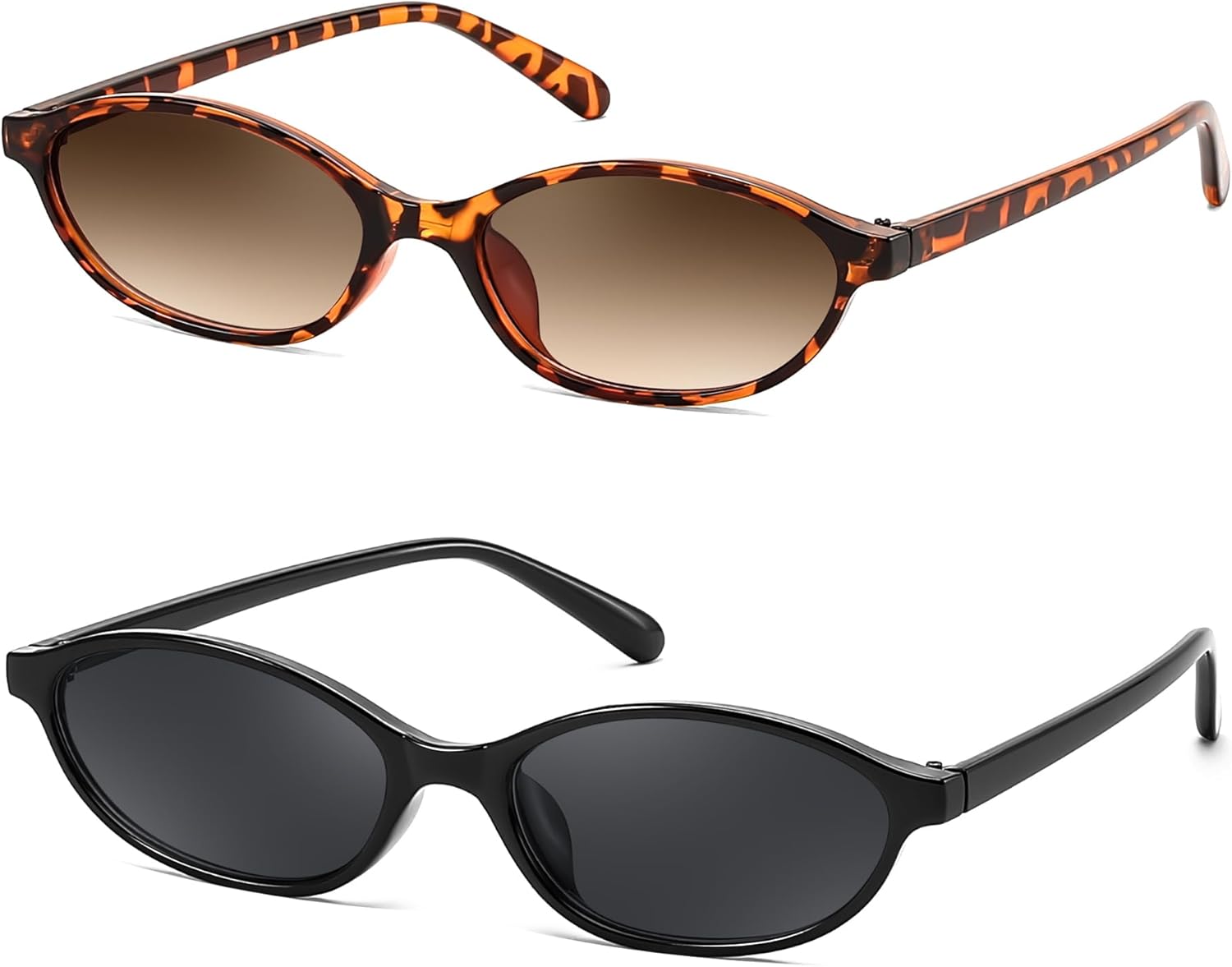 FEISEDY Retro Oval Cat Eye Sunglasses for Women 90s Narrow Lightweight Shades Y2k Trendy Sunnies B0257 - Image 2