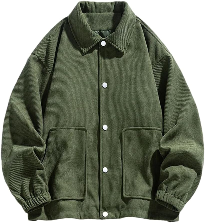 Fnfmrfmr Men Casual Single Breasted Long Sleeves Jacket Solid Color Pockets Comfortable Outerwear