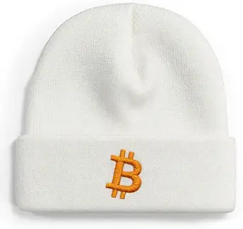 Bitcoin Logo Knit Beanie - Stretchy Winter Hat for Unisex Adults