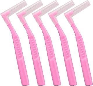 5 peças escovas interdentais em forma de L para limpeza eficaz de placa, aparelho de limpeza de palito de dente para cuidados com os dentes (rosa)