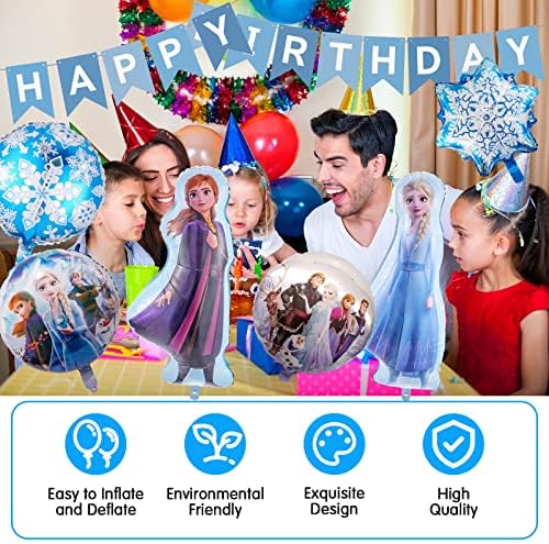 CHUKUA Frozen Party Decorations Girls - Frozen Balloons Birthday Decorations Elsa Princess Happy Birthday Banner Frozen Party Foil Balloons for Elsa Party Supplies Kids Birthday Theme Decoration