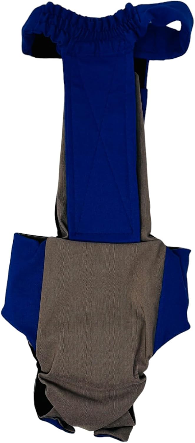 Puppy Power Blue on Brown Dog Diaper Snappy Overall, L - Belly Band Alternative - Made in USA