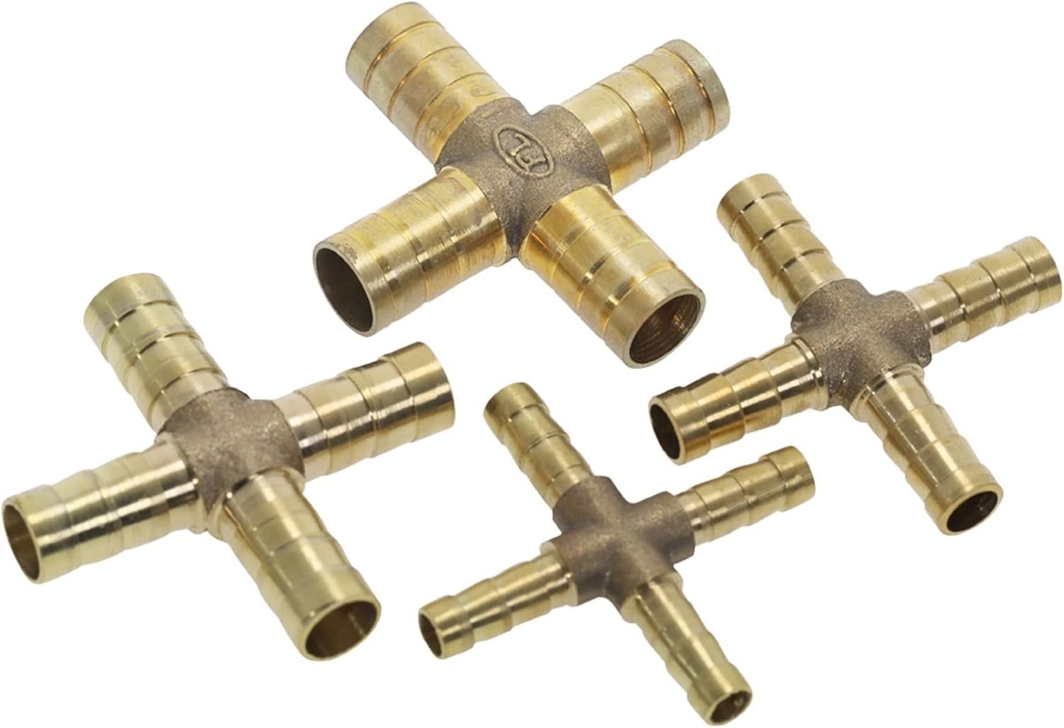 2PCS Brass Splicer Pipe Fitting T X Y U Type Hose Barb 4mm 6mm 8mm 10mm 12mm Copper Barbed Connector Joint Coupler Adapter(4way,19mm Barb)