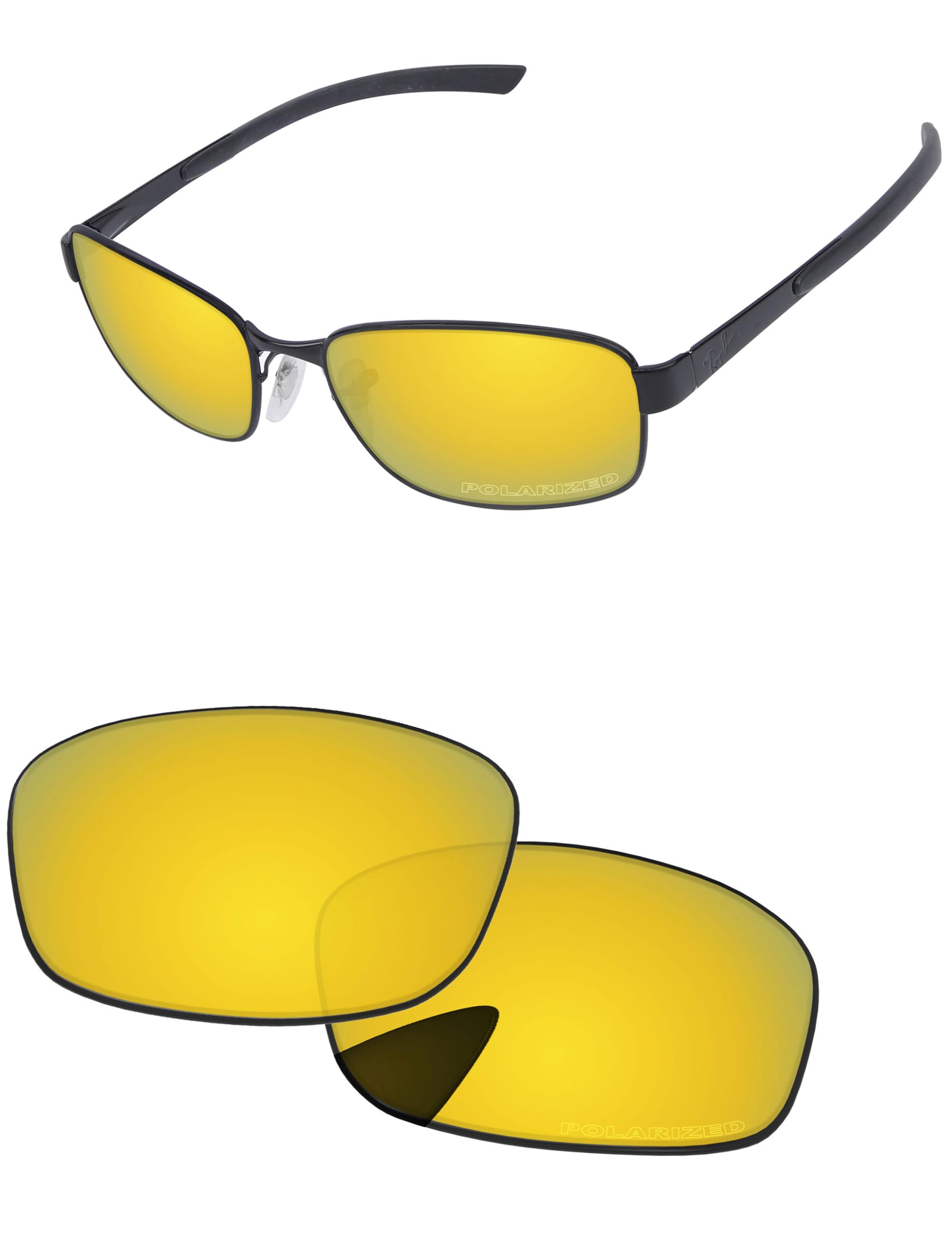 Amazon.co.jp: PapaViva 偏光 交換レンズ For Ray-Ban RB3413 59mm 24K