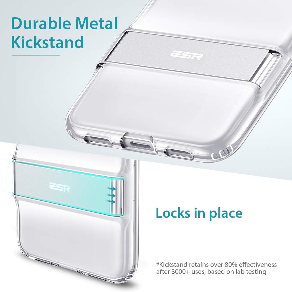 ESR Metal Kickstand Case Compatible with Google Pixel 4a (5.8-Inch), Vertical and Horizontal Stand, Reinforced Drop Protection, Flexible Polymer, Clear