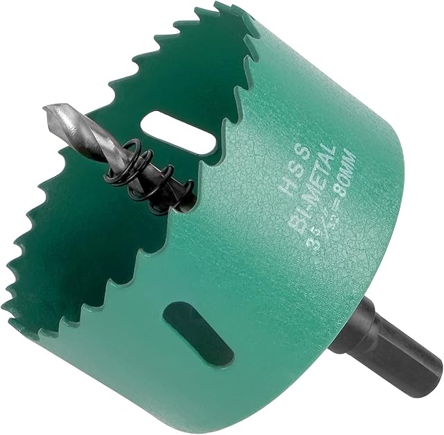 Jindou M42 Bi-Metal Hole Saw, HSS Centring Drill Hole Saw, Annular Hole Saw Cutter Drill Bit with Heavy Duty Arbor for Wood, Aluminum, Iron Sheet Pipe and Plastic (80mm)