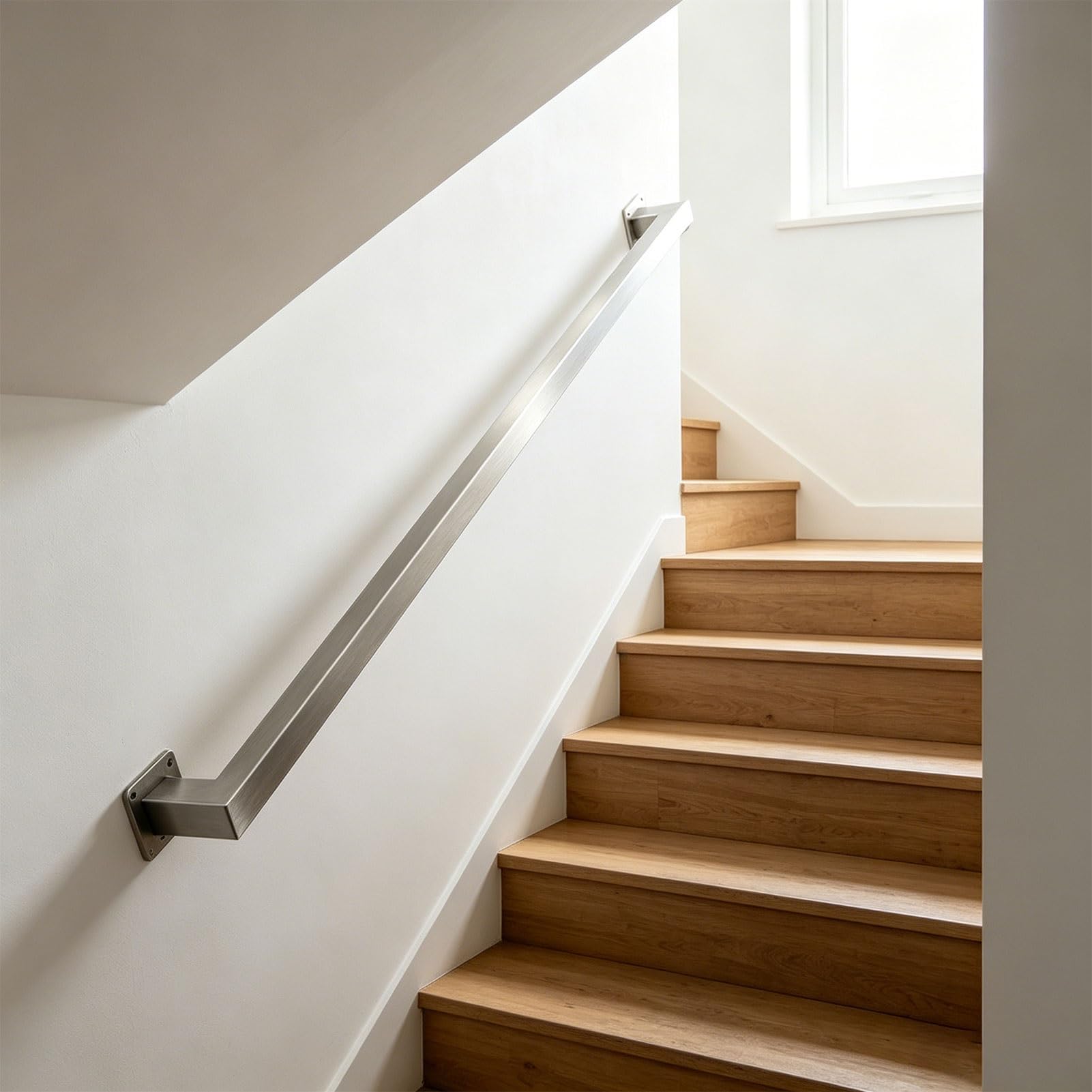 Modern Stairs Handrail - Complete Kit，Stainless Steel Staircases Banister Rail Safety Wall Mount Support Grab Bar for Loft Villa Decorations(11.5ft/350cm)