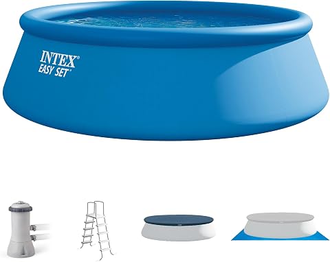 Intex Easy Set 15 ft x 48 in Inflatable Ring Above Ground Pool Set with Pump