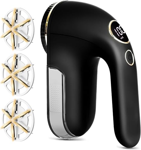 Miniatura 7 de EiLVEEY Afeitadora de tela, removedor de pelusa eléctrico recargable con pantalla LED, cuchillas de 6 hojas, ajuste de 3 velocidades, afeitadora de