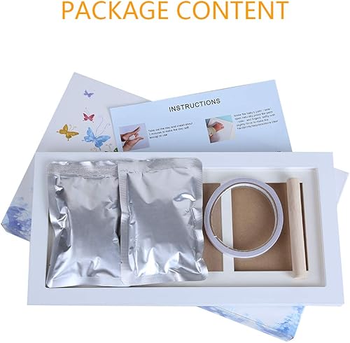 Miniatura 6 de Recuerdo de manos y huellas de bebé, kit de registro de marco de fotos de arcilla no tóxica para montaje en pared y decoración de montaje de