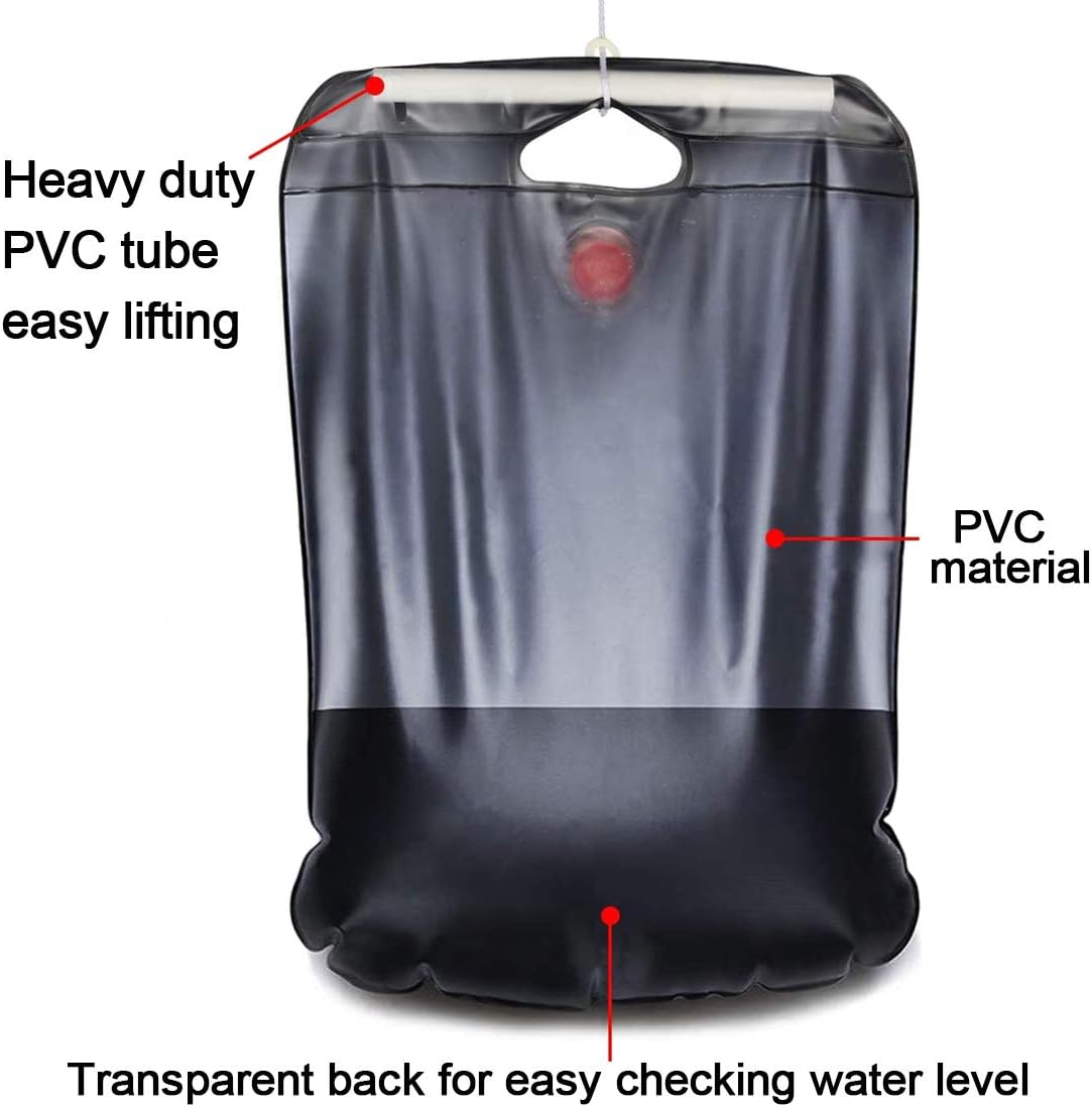 Simoda Camp Shower, Portable Solar Shower Camping Bag 5 Gallon Ultralight PVC Black Bag for Summer Camping Outdoor Hiking Travel (#2) - Image 3