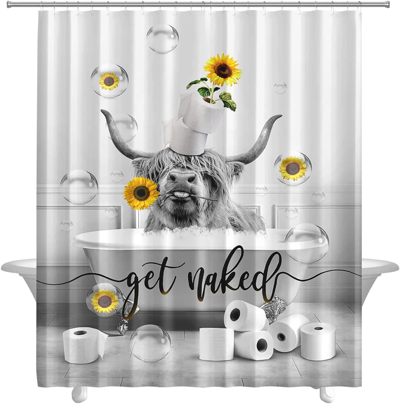Blueyearn Highland Cow Shower Curtain for Bathroom Decor