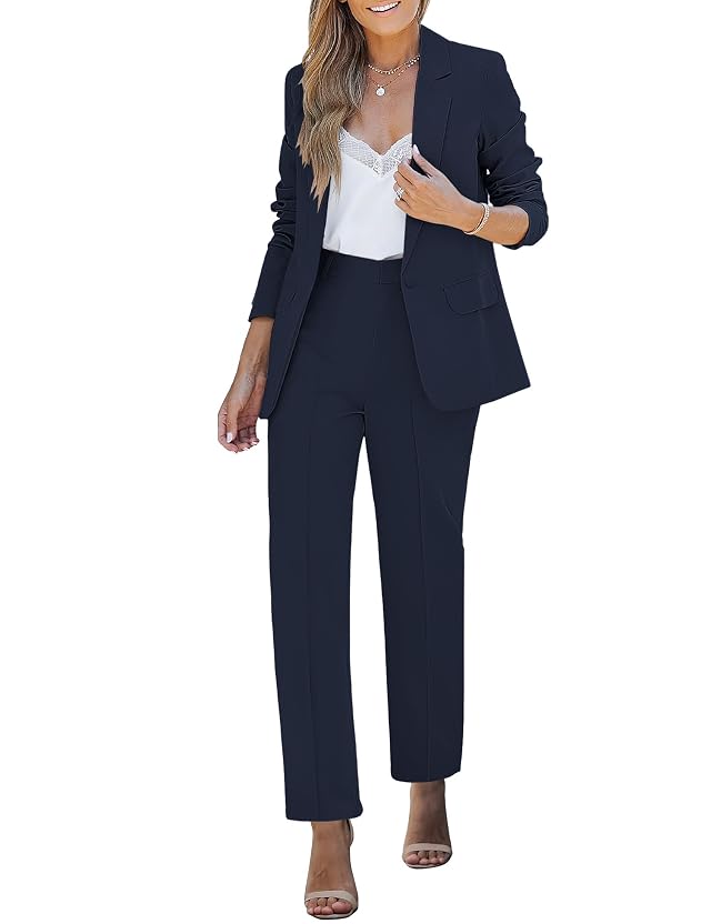 luvamia Womens Two Piece Sets Pants Suits Dressy Business Casual Outfits Professional Blazer Pantsuits Set Work Office