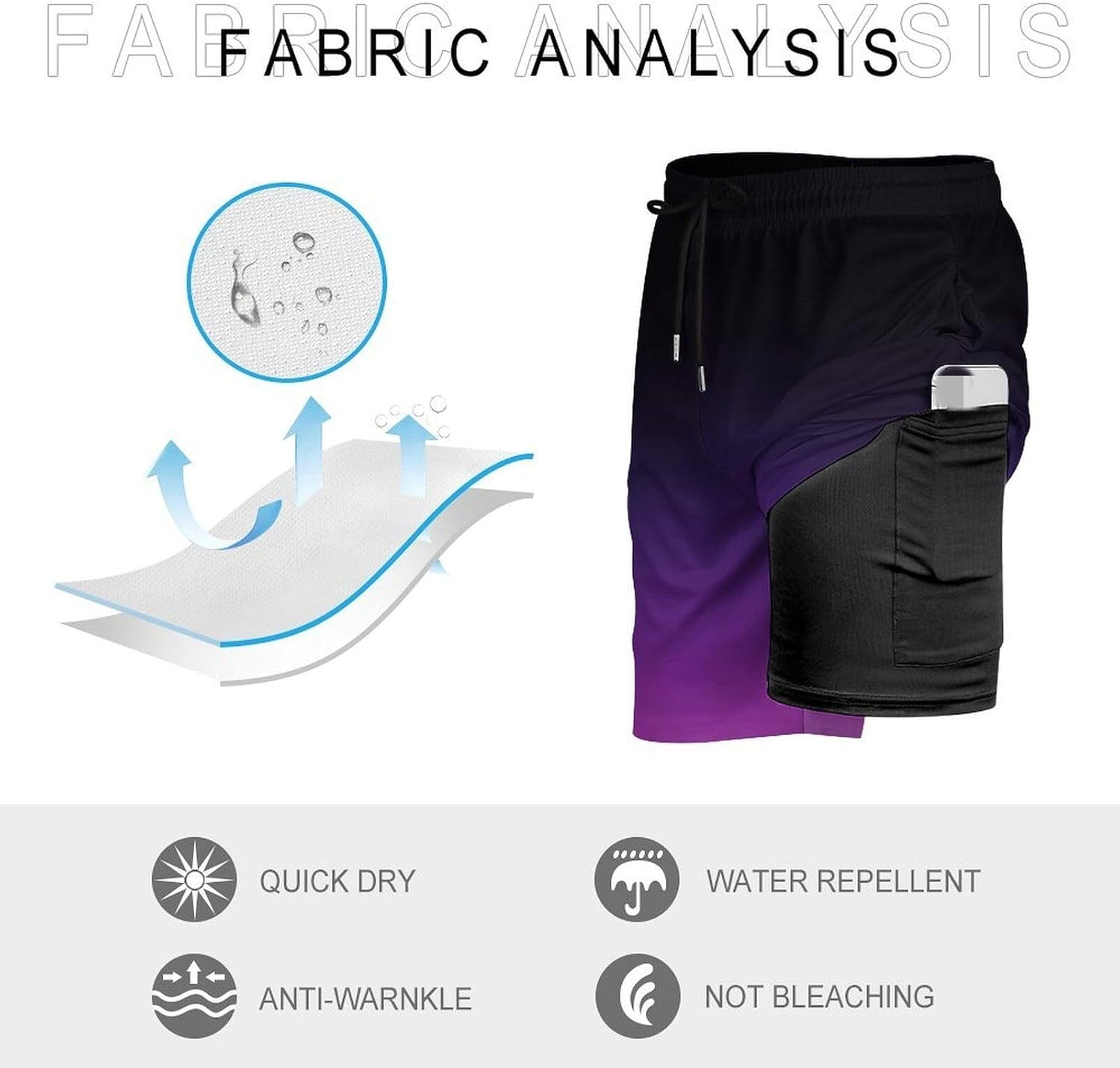 Mens Gradient Swim Trunks Quick Dry Beach Shorts with Mesh Lining Pockets Drawstring Summer Wear S-3XL