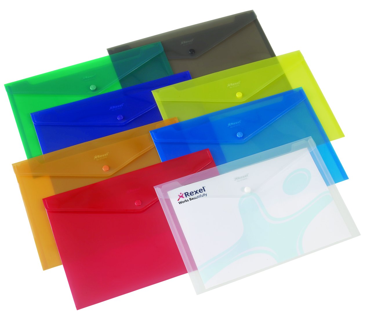 Carry-Folder A4 Druckknopf transparent (farbig sortiert)