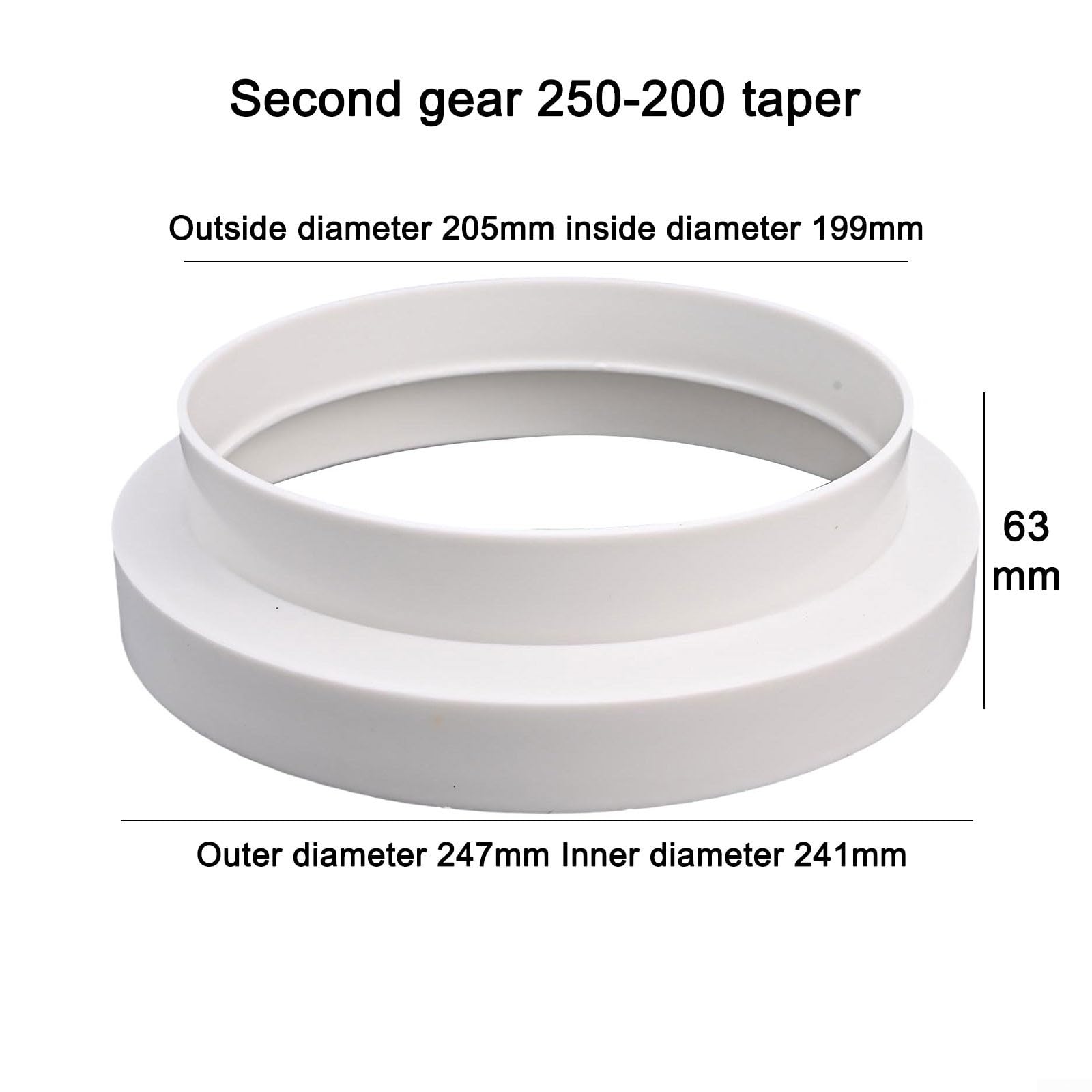 Vent Pipe Reducer Adaptor for Duct Fan Systems Supporting Hot Cold Air Transfer in Tumble Dryer Cooker Hood and Ventilation Setups (250-200) — view 5