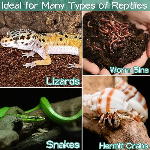 Halatool 6 Pack Coconut Fiber Tortoise Substrate, Organic Coco Fiber Bricks Reptile Bedding for Gecko Snake Lizard Hermit Crab Tarantula Worm Bin Frog - Thumbnail 7