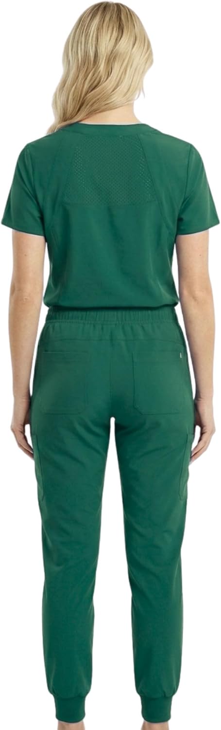 M&M SCRUBS Women’s Jogger Scrub Set 4-Way Stretch V-Neck Nurse Scrubs Top & Pants