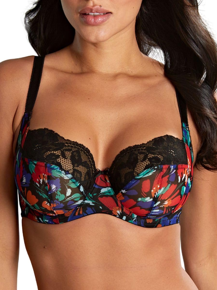 Panache Women's Black Floral 10941 Nina Balcony Bra