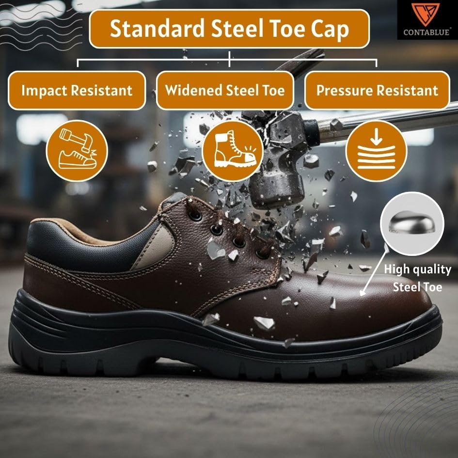 Image of Contablue W202 Special Edition Men's Sporty Safety Shoe, Black Tango Leather, Steel Toe Shock Resistant Shoe, Chemical & Oil Resistant Shoes, ISI Marked with is:15298 with CE Certified