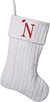 Vista 81 de Medias de Navidad con monograma de punto gris de 19.5 pulgadas. Calcetines de Navidad con inicial personalizadas, decoración de fiesta de Navidad
