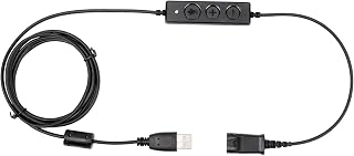 VoiceJoy Headset QD(Quick Disconnect) Connector TO USB Adapter Cable with Volume Adjuster, Mute for Microphone(Works With ANY Plantronics or VoiceJoy headset) For PC, Laptop Computer