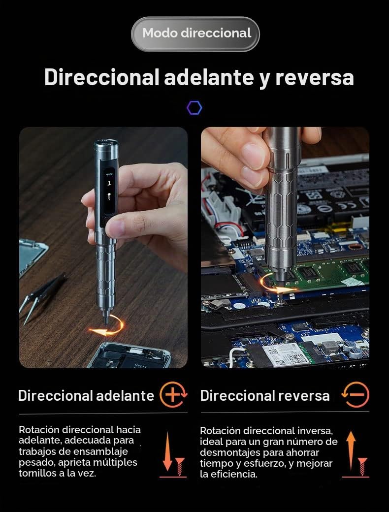 MINIWARE ES15S Destornillador eléctrico Motion Control Herramienta de Carga 24 Bits Pantalla OLED Batería Recargable para Phone Laptop Cámara