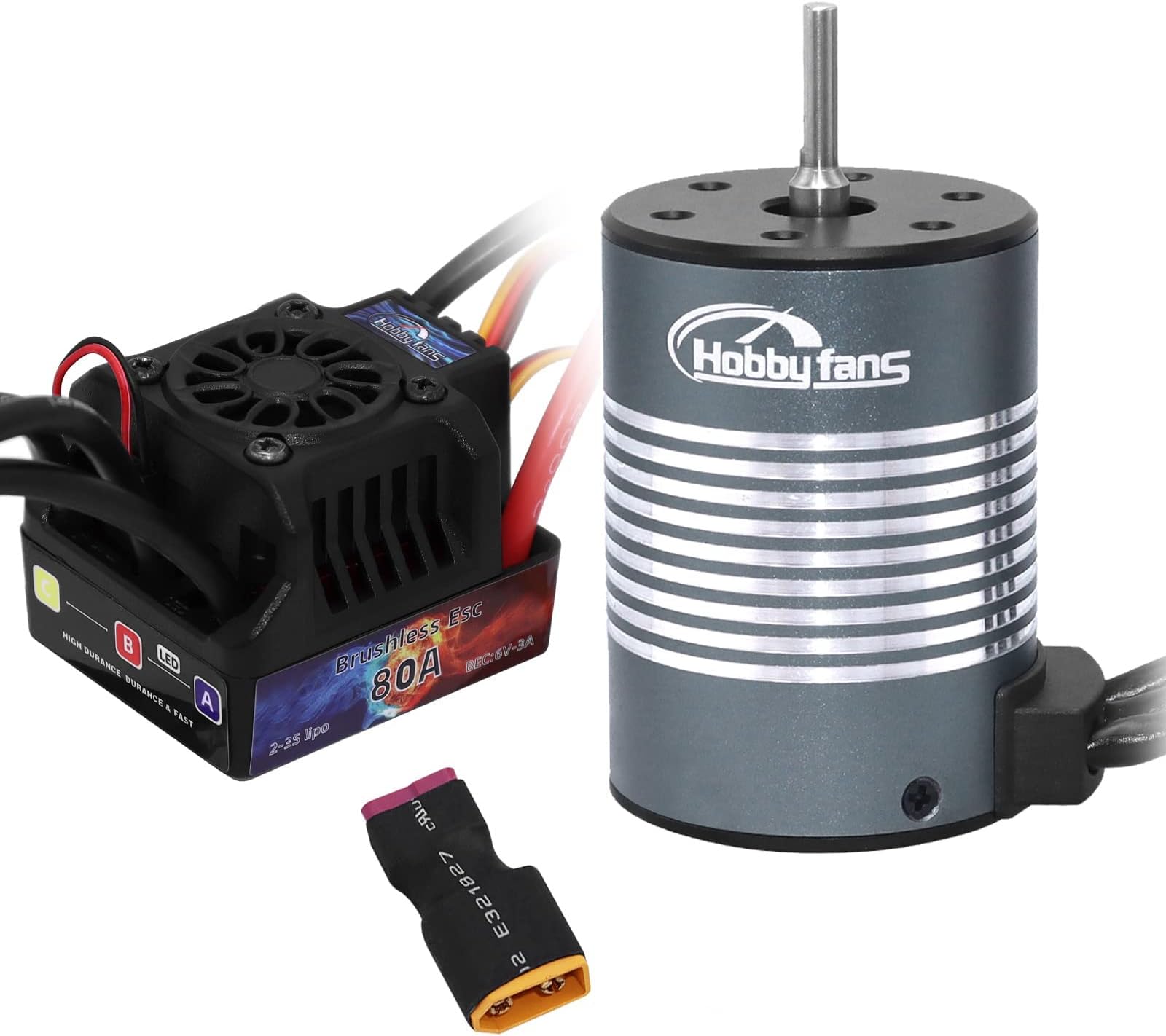 Hobby Fans Waterproof S3650 3500KV Brushless Motor 3.175mm Shaft with Upgrade 80A ESC Electric Speed Controller Combo Set for 1/10 RC Car Truck